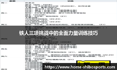 铁人三项挑战中的全面力量训练技巧